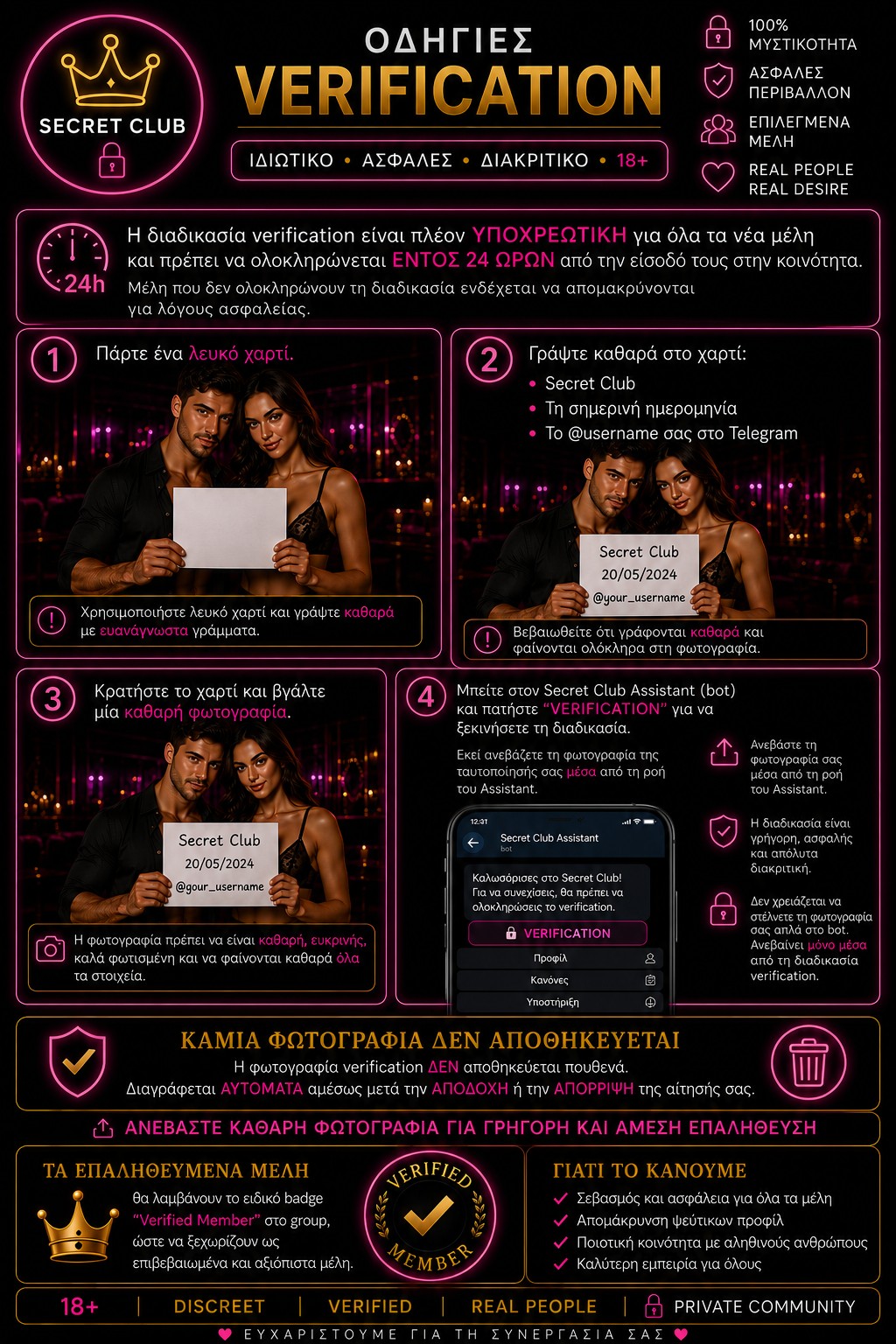 Οδηγίες verification Secret Club